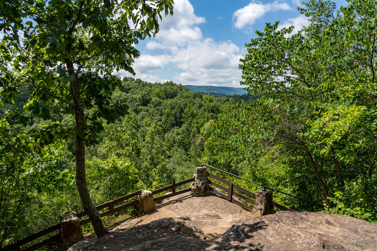 Scenic overlook with forested hills in Fairfield Glade, Tennessee