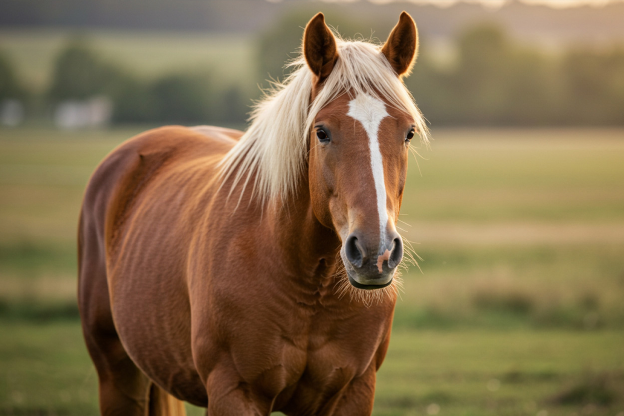 Chestnut horse standing in a pasture representing Parrottsville, Tennessee