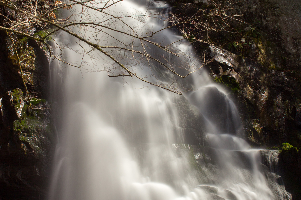 Woodland waterfall flowing over rocks representing West Morristown, Tennessee