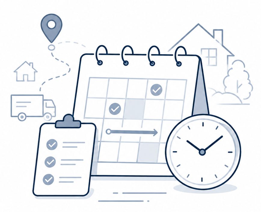 Relocation needs and timeline review icon