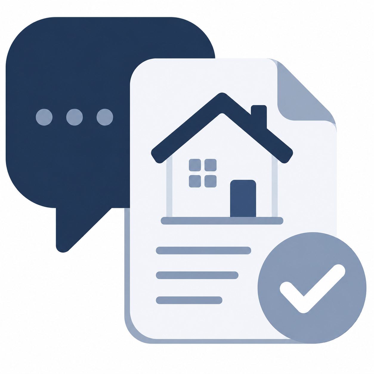 Icon showing a real estate document with a checkmark representing mortgage pre-approval preparation