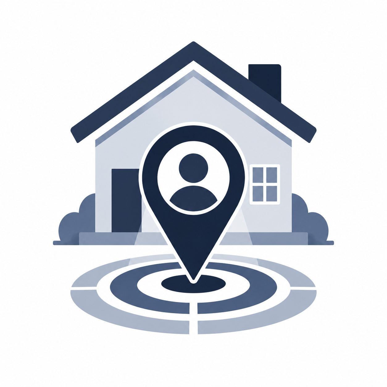 Icon showing a home and target marker representing buyer positioning before going to market