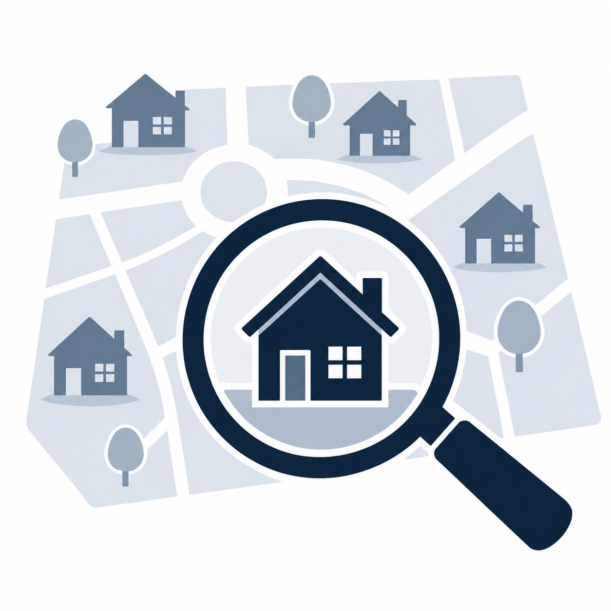 Icon showing a home search map representing buyer showings and listing activity
