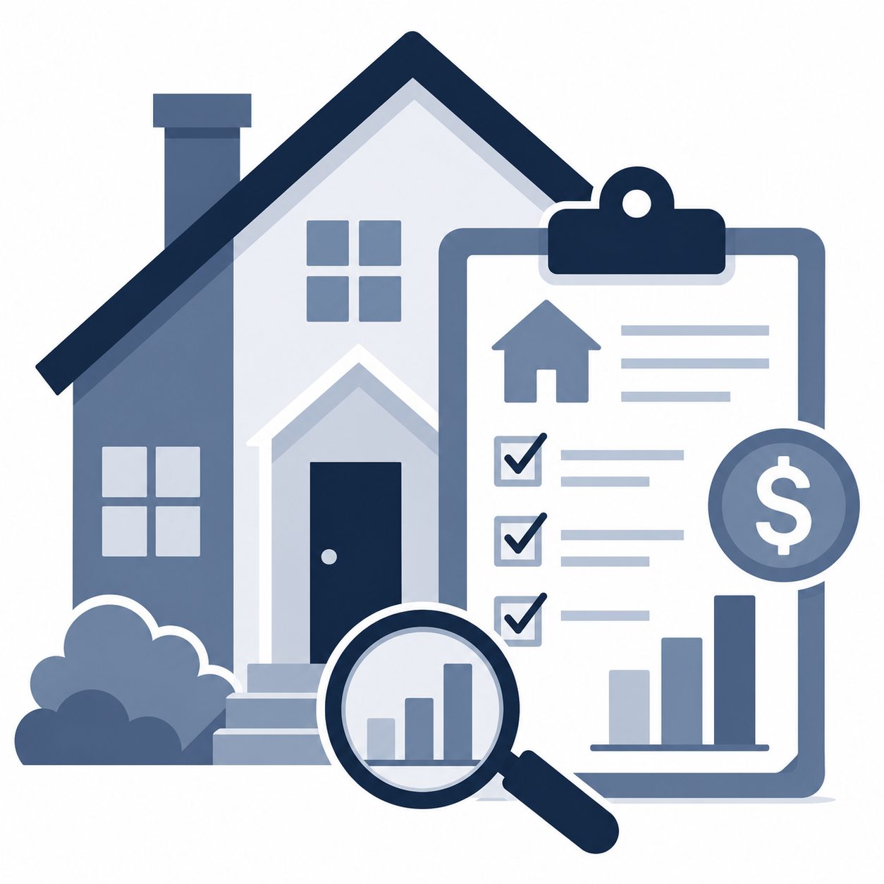 Home pricing strategy icon showing a house with upward market growth for seller guidance
