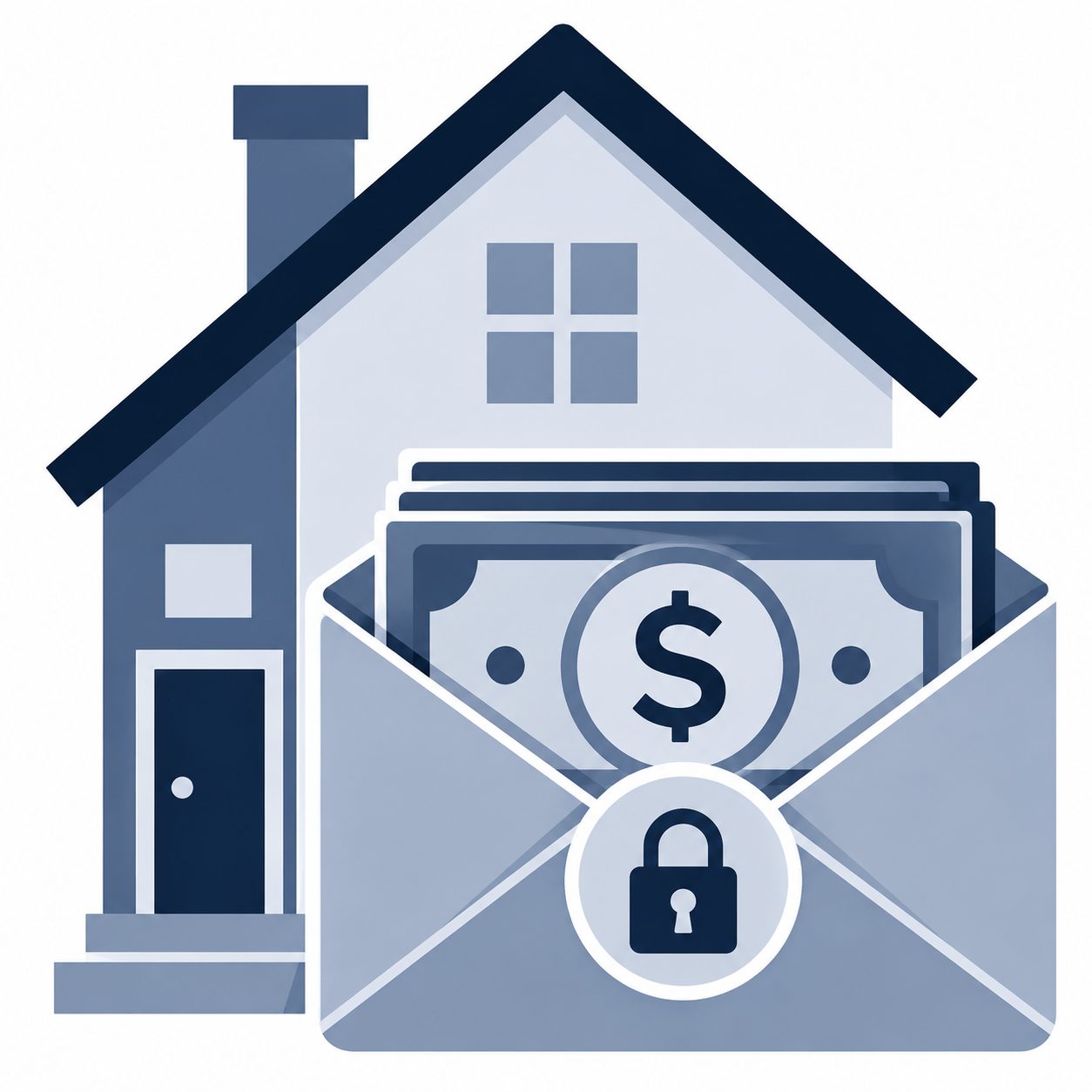 Offer decision process icon with house and flow chart for comparing terms and negotiating offers