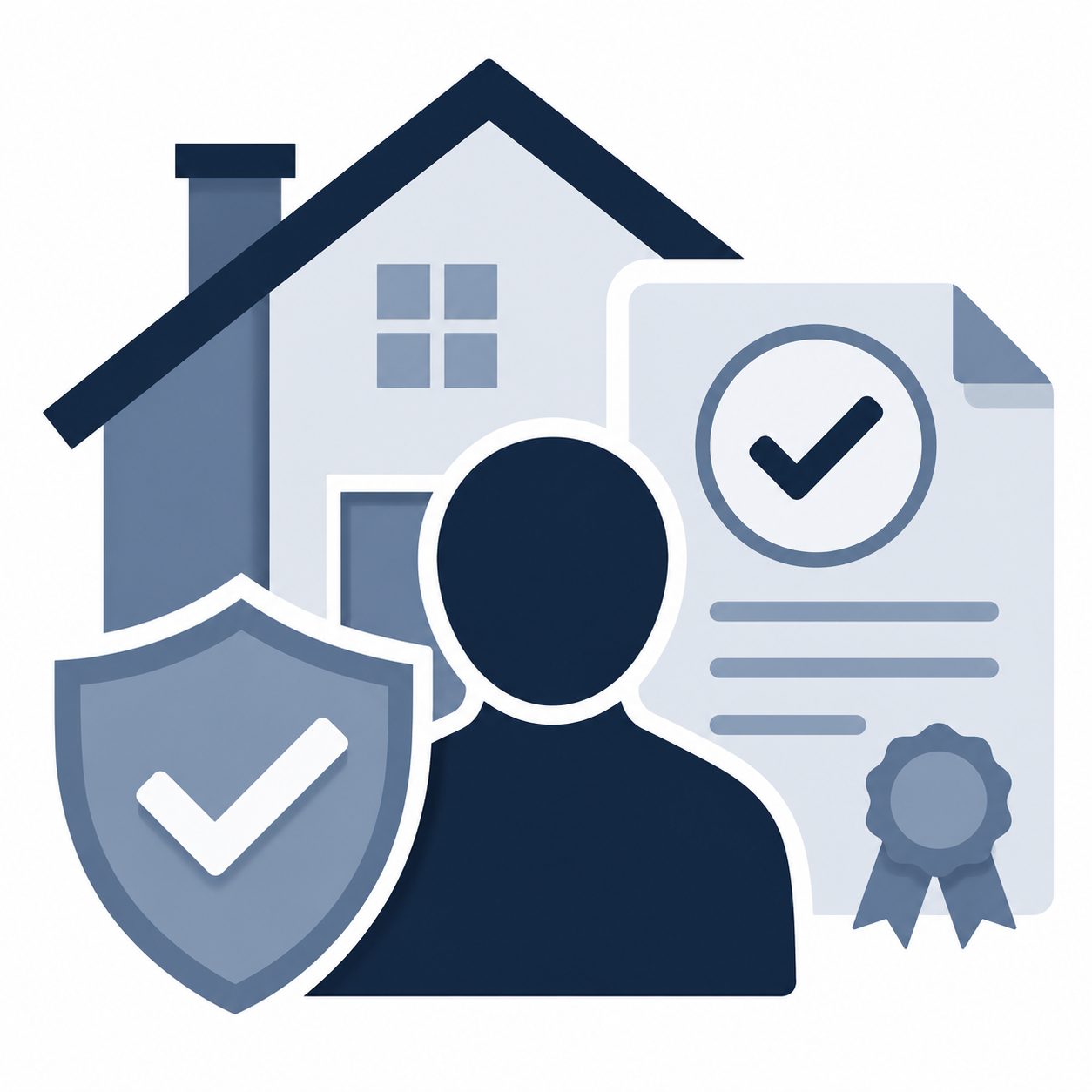 Seller protection icon with house and approval symbol for reviewing offer strength and terms