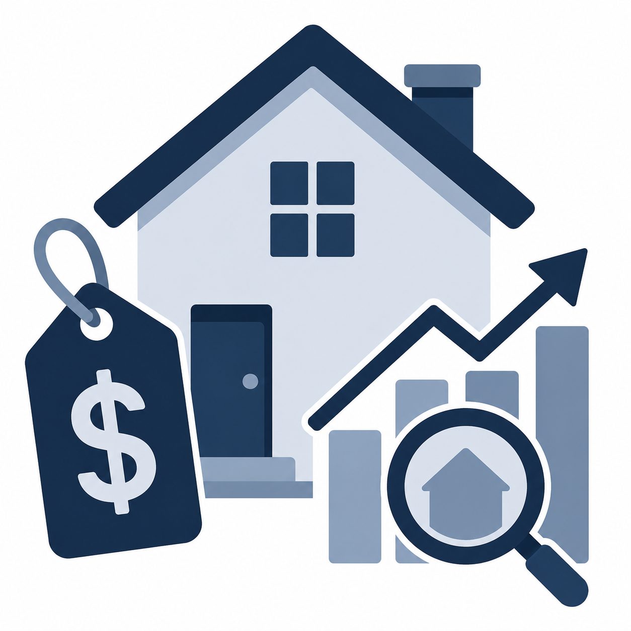 Icon representing real estate market analysis and pricing strategy for home sellers in Knoxville TN