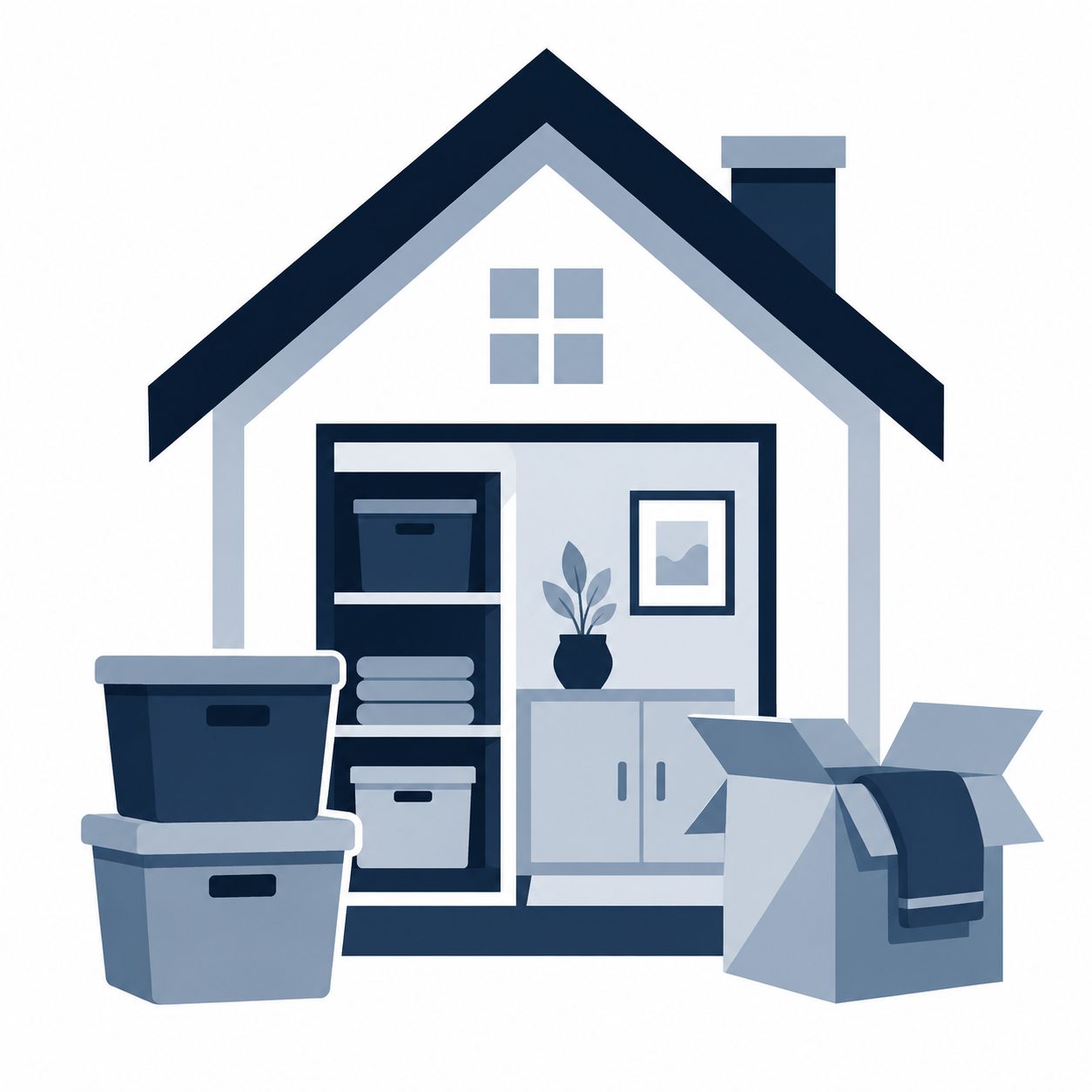 Living room staging icon for home selling preparation