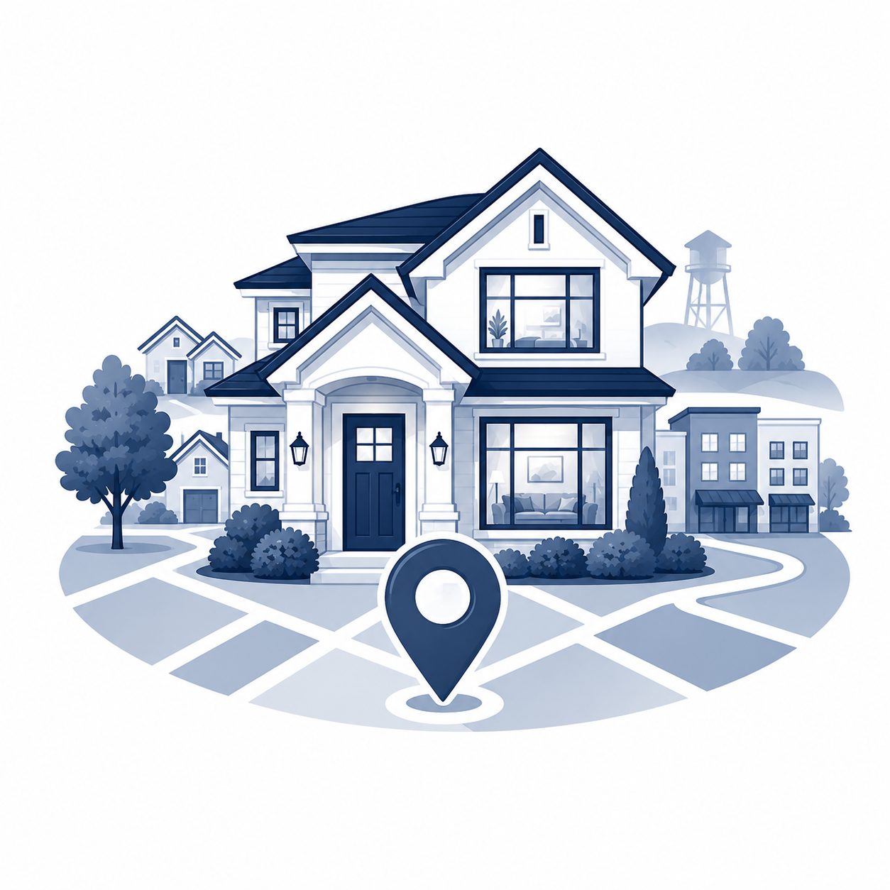 Locally rooted real estate firms icon showing local market knowledge, community insight, and regional real estate support.