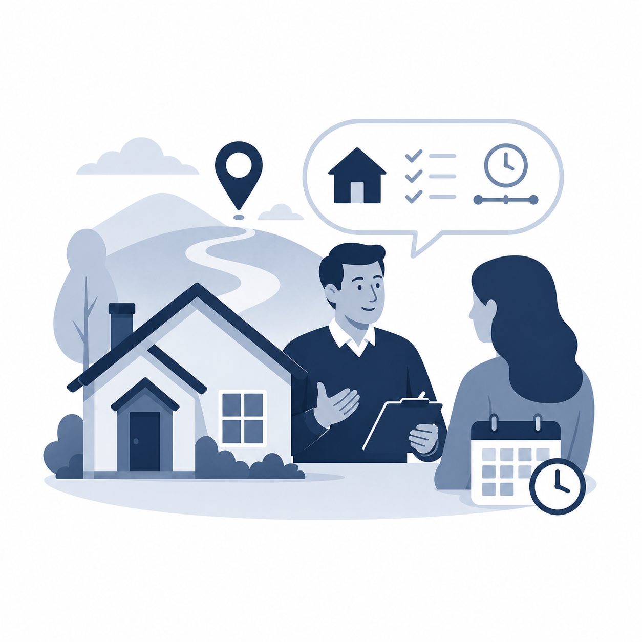 Guided by Wallace icon showing real estate consultation, property planning, timing, and move guidance.