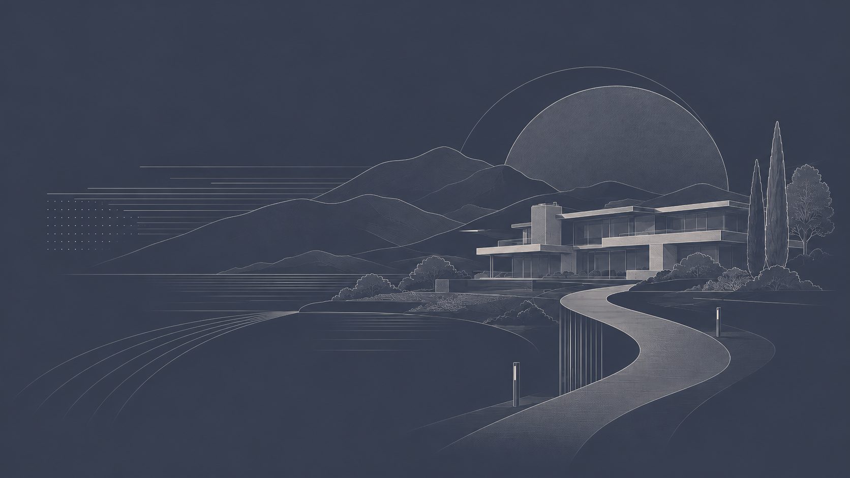 Elegant luxury home illustration with a clear path leading to the property, representing buyer confidence in East Tennessee real estate.
