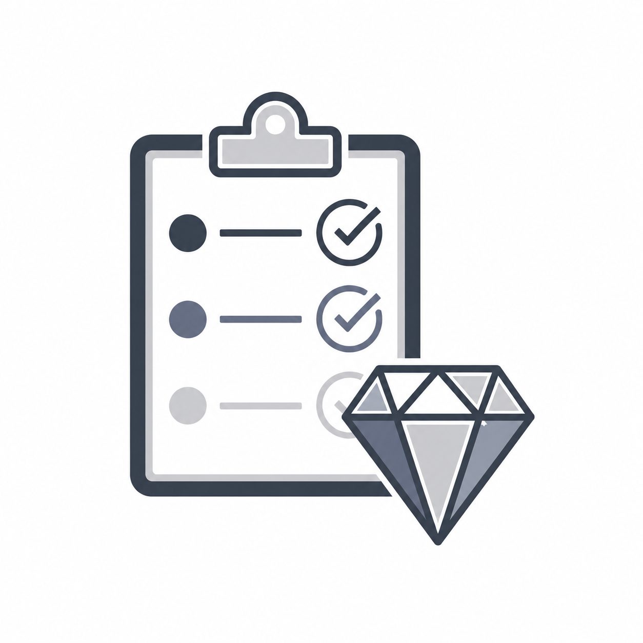 Luxury checklist and diamond representing features valued by home buyers