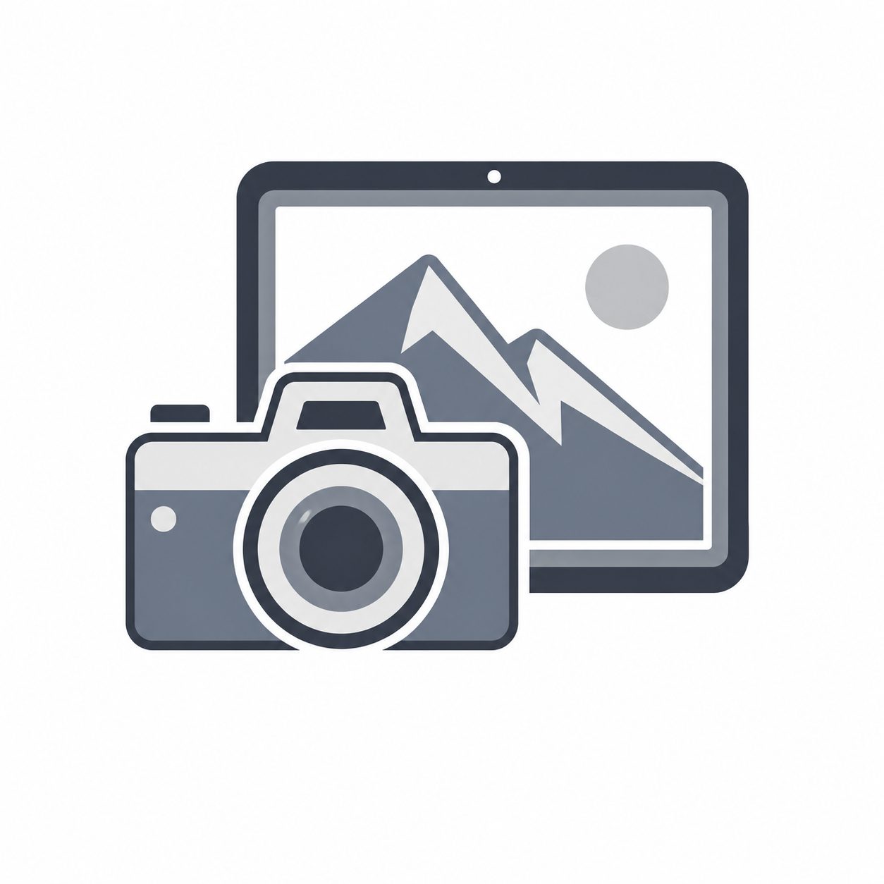 Camera and digital screen representing luxury real estate photography and presentation