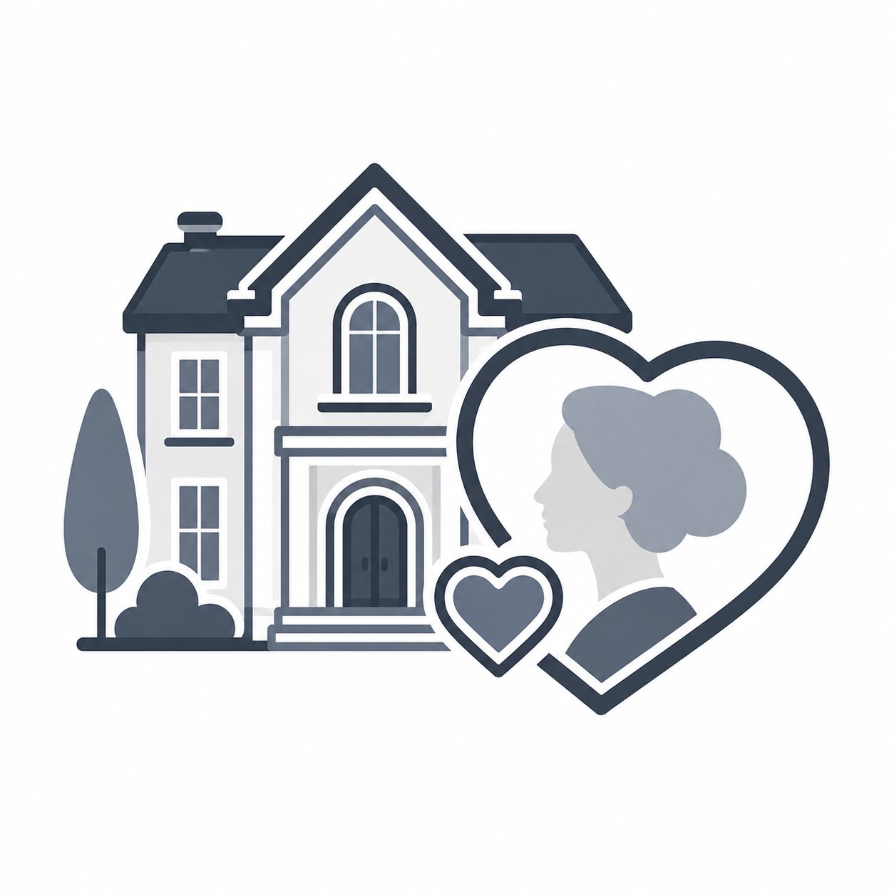 Luxury home with buyer profile and heart representing emotional connection