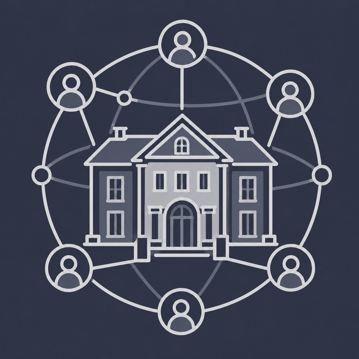 Luxury estate surrounded by a global professional network representing broader real estate relationships
