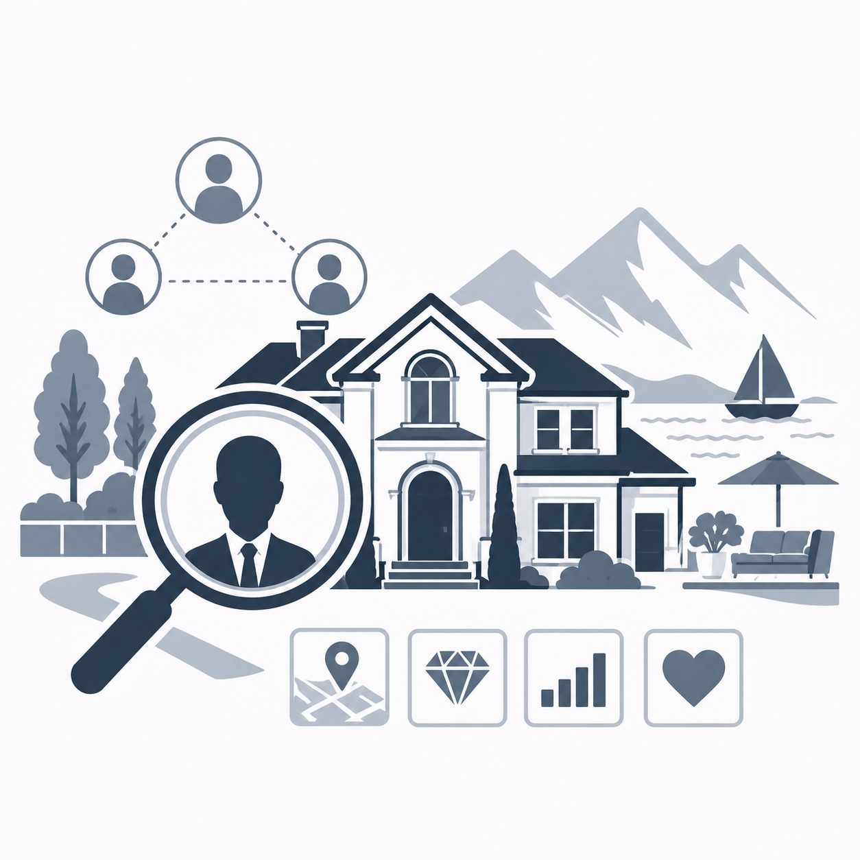 Luxury home with real estate professional, strategy checklist, property analysis and growth chart