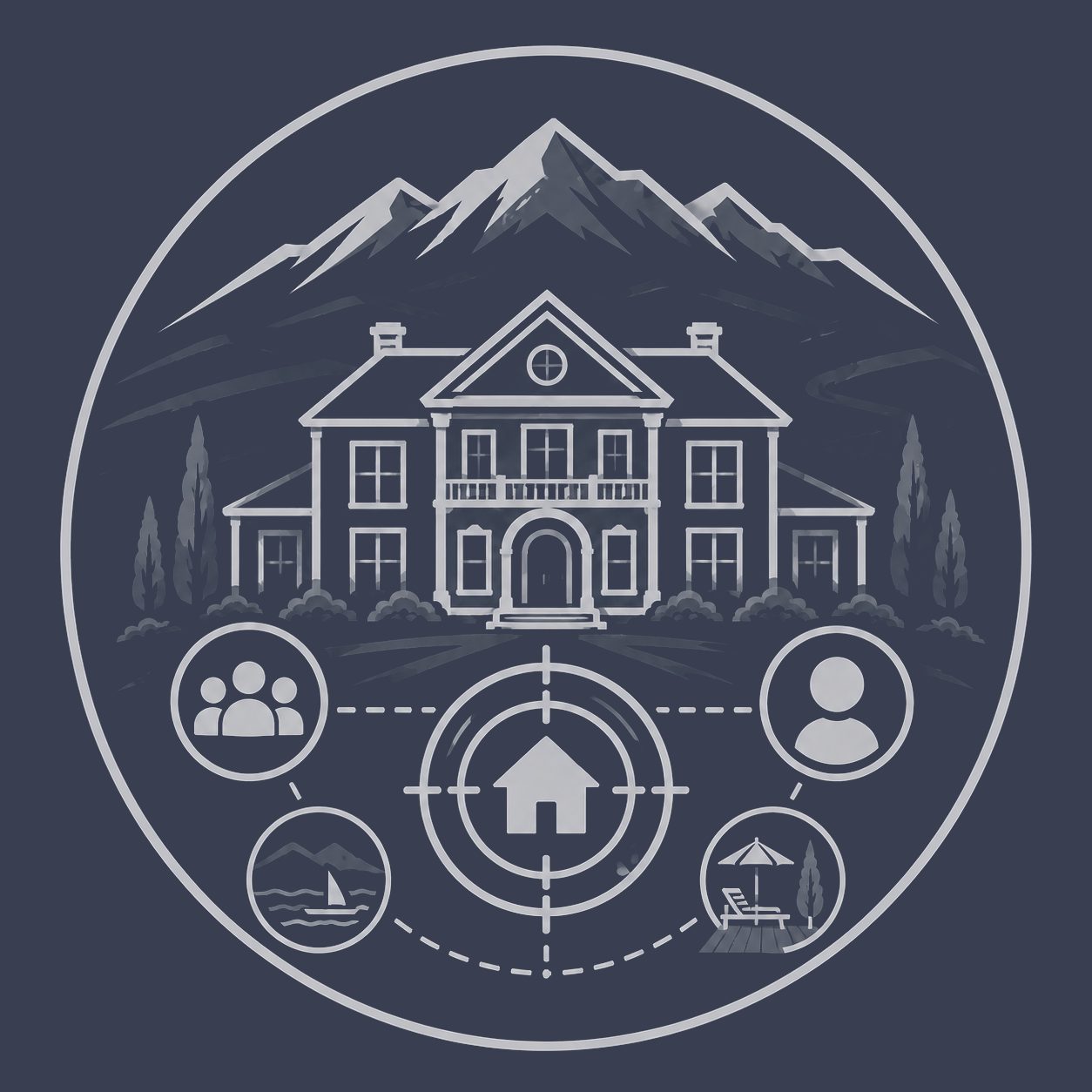 Luxury estate with target audience, property focus and lifestyle settings representing seller positioning