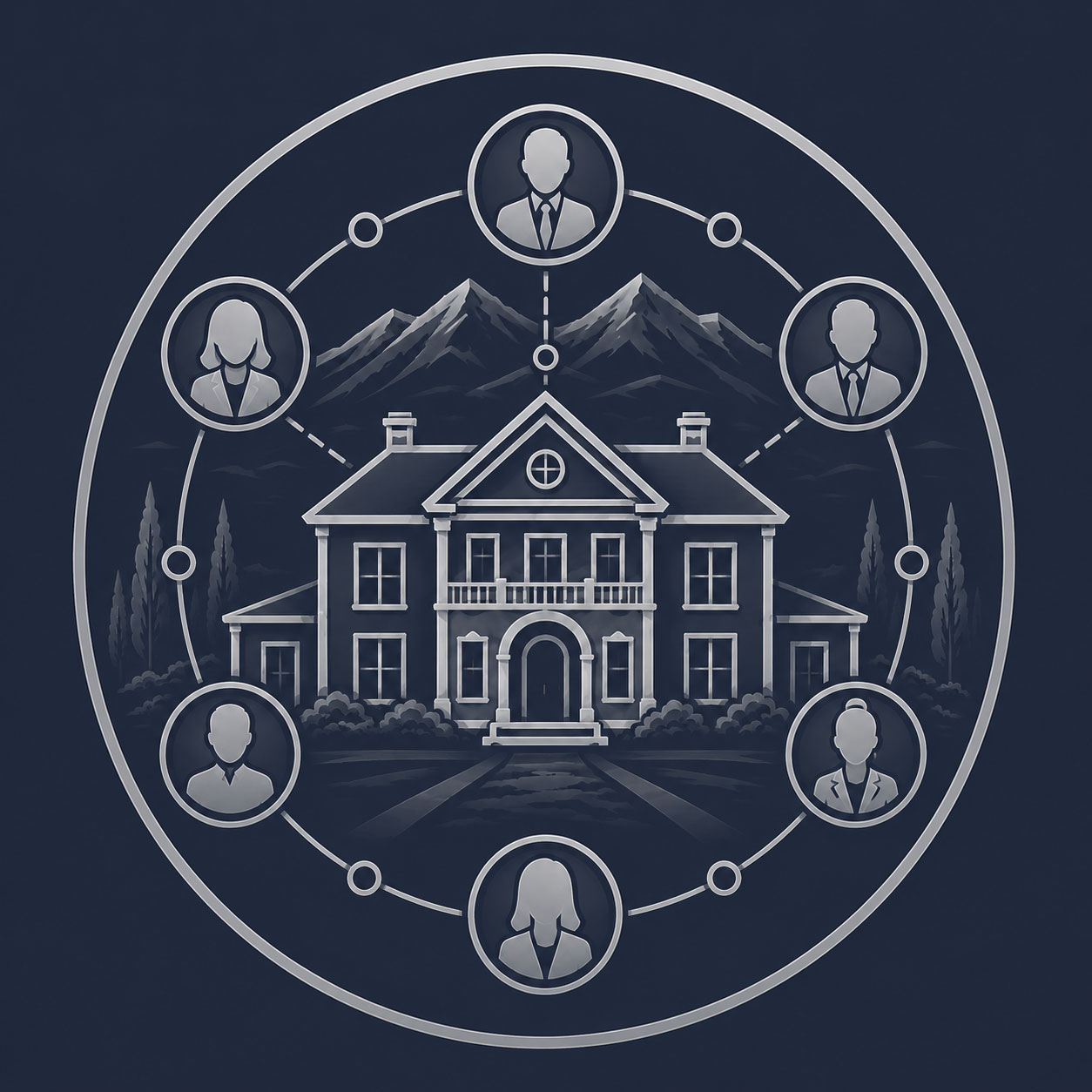 Luxury mansion with digital property displays, printed brochures, email and global marketing network