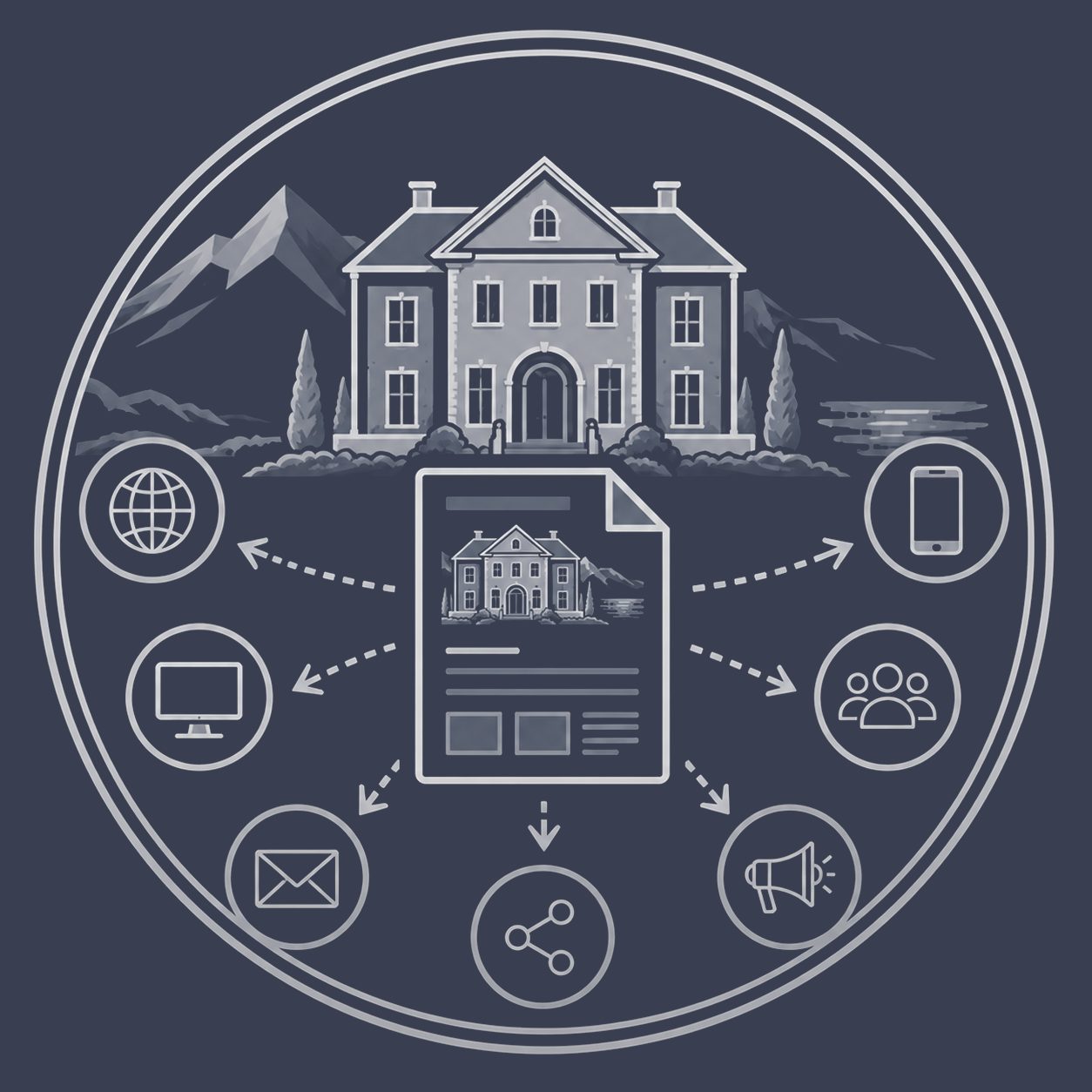 Luxury property listing distributed to digital, mobile, email and professional audience channels